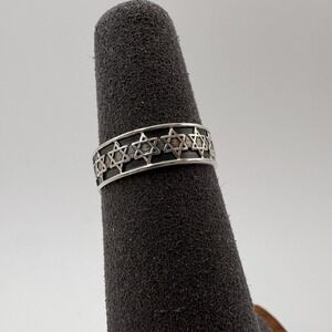 925 Sterling Silver Star Of David Band Ring Jewish Religious Design Size 5